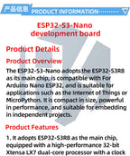 ESP32-S3 NANO WIFI Bluetooth Development Board Type C ESP32-S3-N16R8  N8 Module On-Board Antenna External 16M SPI FLASH 8M PSRAM