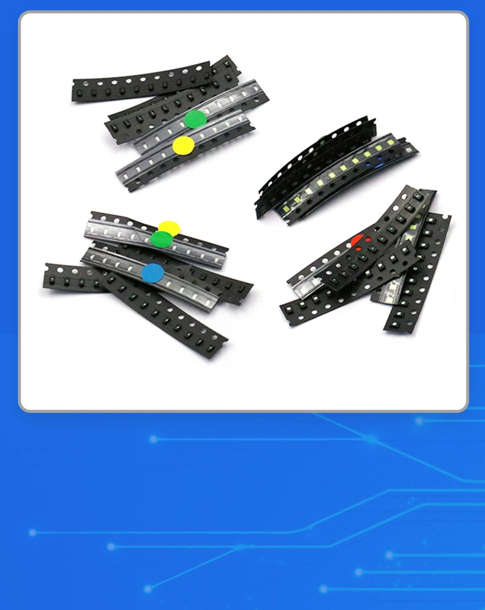 20pcs SMD LED 0402 0603 0805 1206 Red Yellow Blue Green and White Light High Brightness Lamp Bead Light-emitting Diode