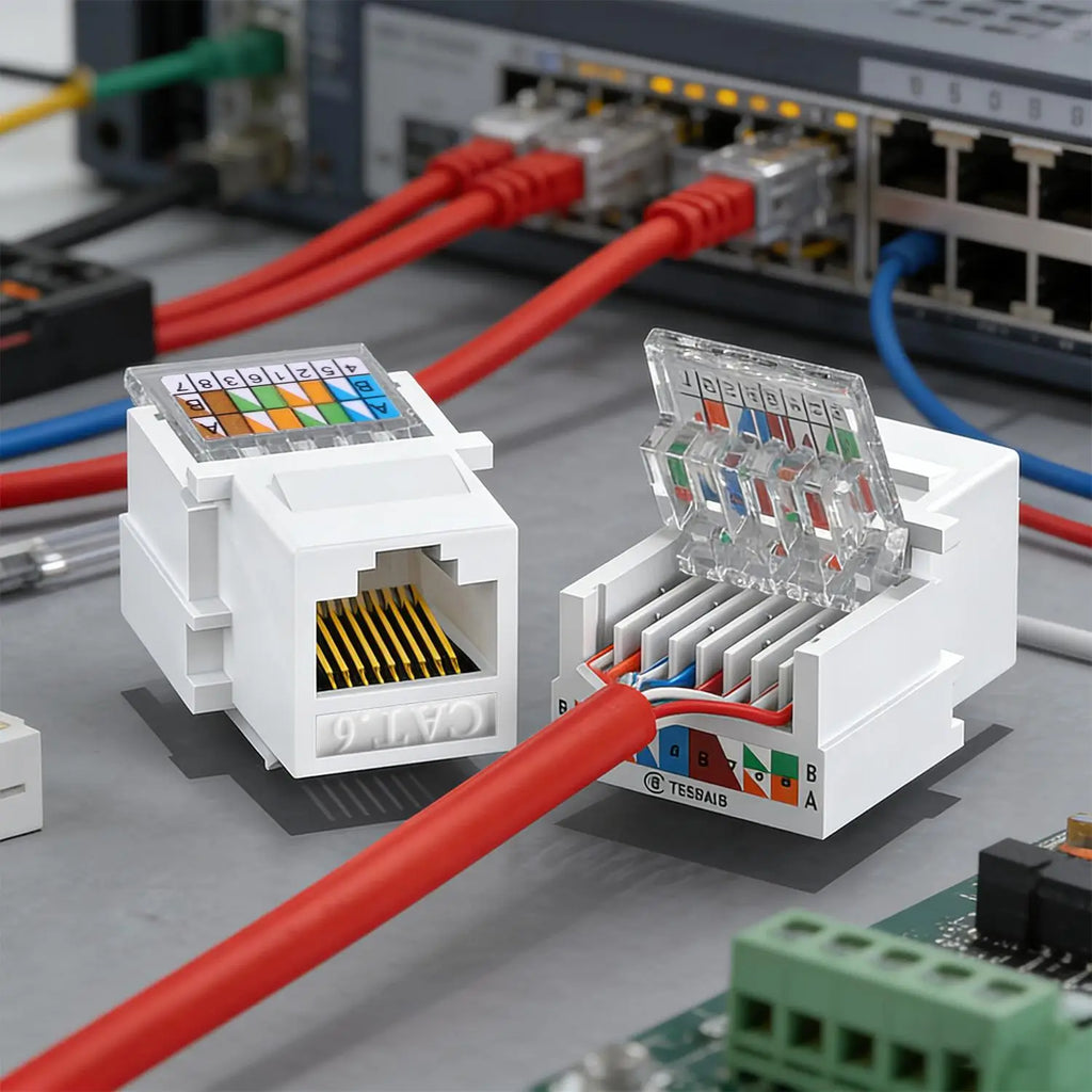 RJ45 Cat6/Cat5e Ethernet Keystone Jack No Punch-Down Tool-Less RJ45 Module Coupler Ethernet Module Female Jack Wall Adapter