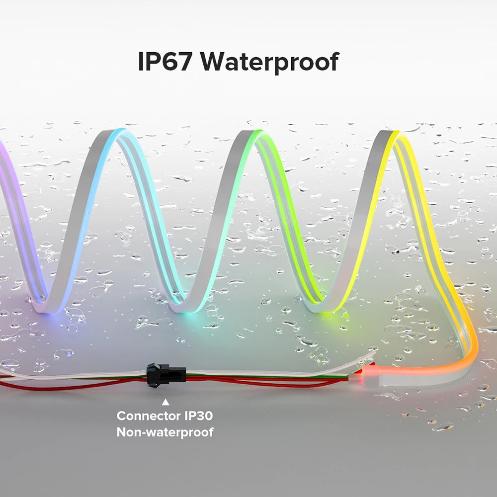 WS2811 RGBIC Neon Light Strip Addressable Neon Sign Silicone External 1 IC Control 6 LEDs Bright Tape 108 LEDs/M 24V IP67 3m 5m