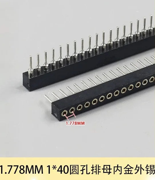 1/5pcs Round Hole Pin Header 1.27/2.0/2.54MM Pitch Row Female/Male Single Row 1x40P / 2x40P Double Row Pin Round Pin Gold Plated