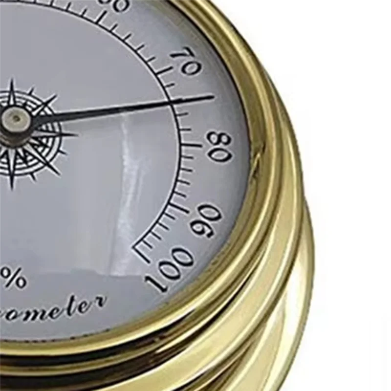 ABBP-Boat Barometer Clock Thermometer Hygrometer Set Weather Station Set Wall Mounting Type Brass For Case Brass For Case