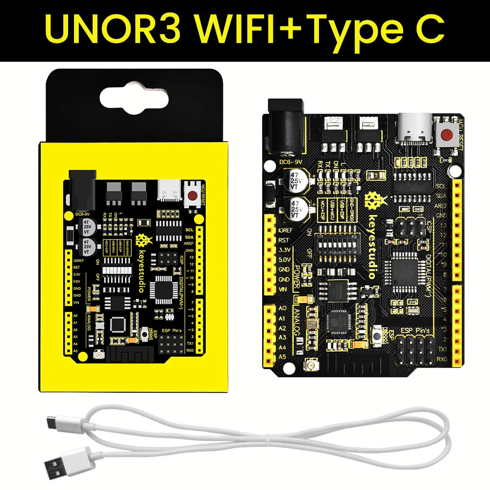 Keyestudio WIFI UNOR3 Development Board ATMEGA16U2/ ATMEGA328P/CP2102 +USB Cable With  Gift Box Compatible With Arduino Uno R3