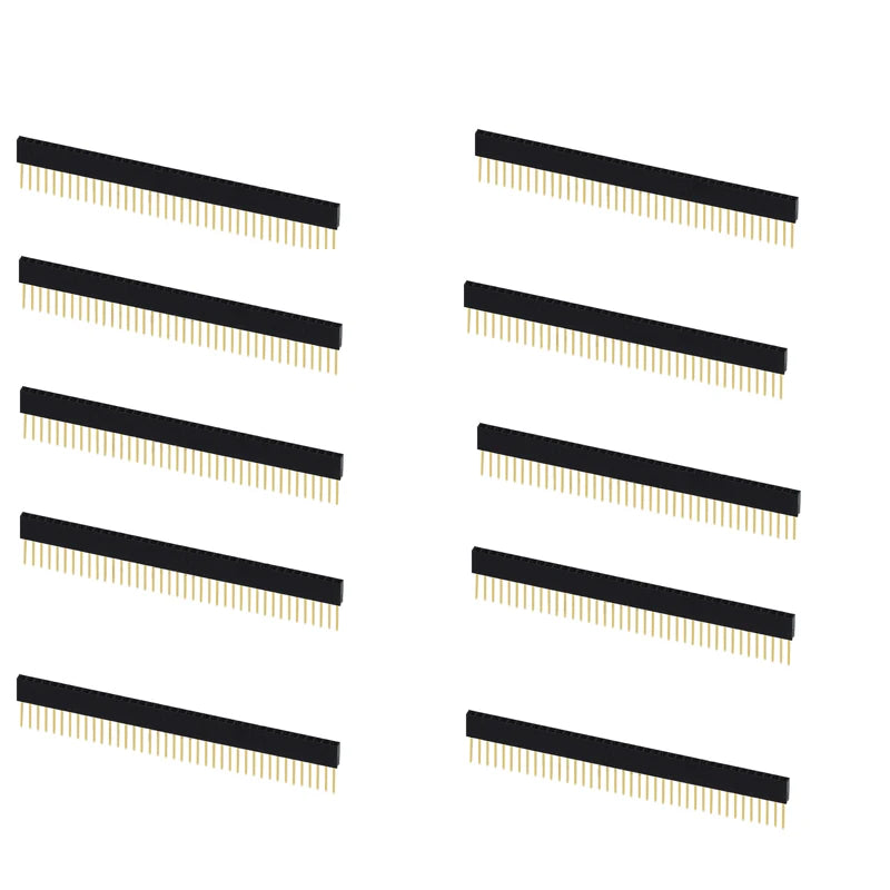 10PCS 2.54mm Pitch Straight Pin Header Male Connector 1x6/1x8/1x10/1x15/1x20/1x40 2x6/2x8/2x10/2x20 Single/Double Row PC