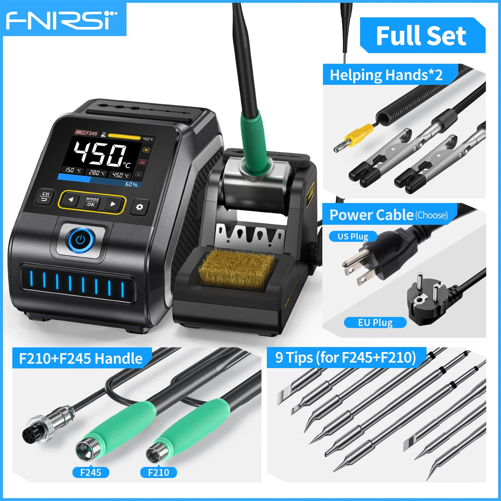 FNIRSI DWS-200 200W Power Repaid Heating Soldering Iron Staion C210 C245 Solder Iron Handle Electronic Welding Rework Station