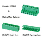 100pcs/50pairs 5.08mm Plugin Female Plug Receptacles Right Angle Straight Male Wafer 2EDGK 2EDGR/2EDGV PCB Wire Terminal Block