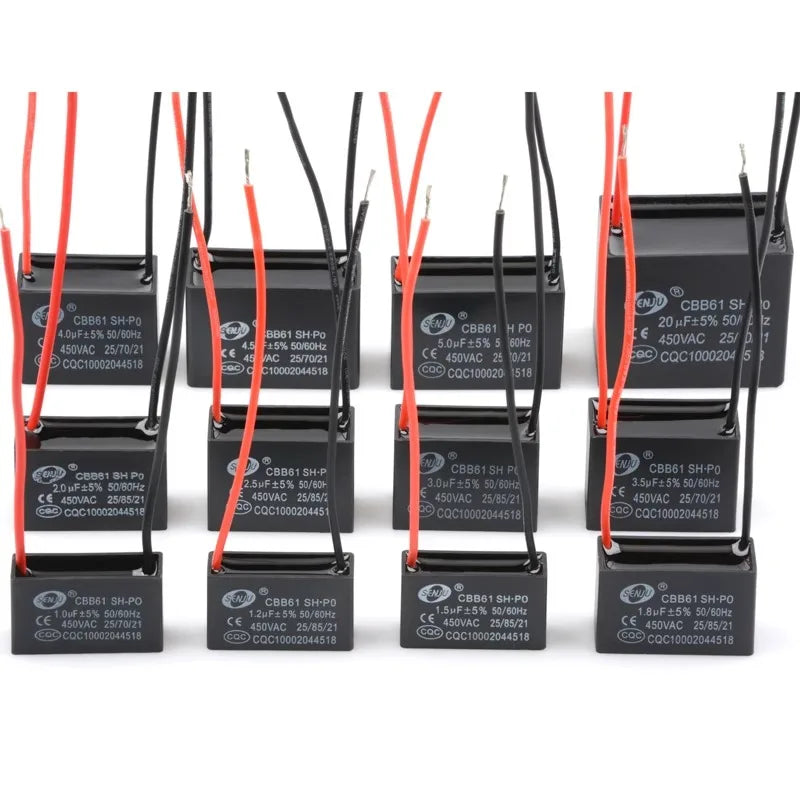 CBB61 Motor Start Capacitor 450V AC Fan Condenser1/1.2/1.5/1.8/2/2.5/3/4/5/6/8/10UF