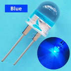 50pcs 10mm White Red Green Blue Yellow Diode Led Round 0.5W Power Light 3.2~3.6V LED Lamp Bead Light-emitting Diodes 30KMCD Bulb