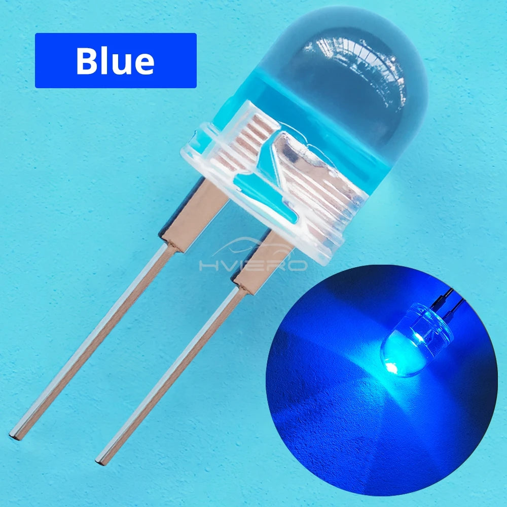 50pcs 10mm White Red Green Blue Yellow Diode Led Round 0.5W Power Light 3.2~3.6V LED Lamp Bead Light-emitting Diodes 30KMCD Bulb