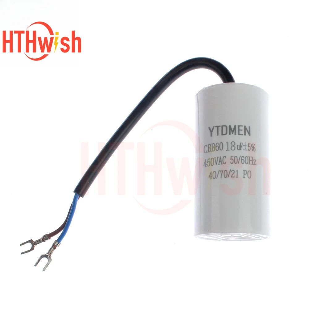 1pc CBB60 Motor Run Capacitors 5% for Washing Machine 450V 3UF 4UF 5UF 6UF 8UF 10UF 12UF 15UF 18UF 20U 450VAC Starting Capacitor