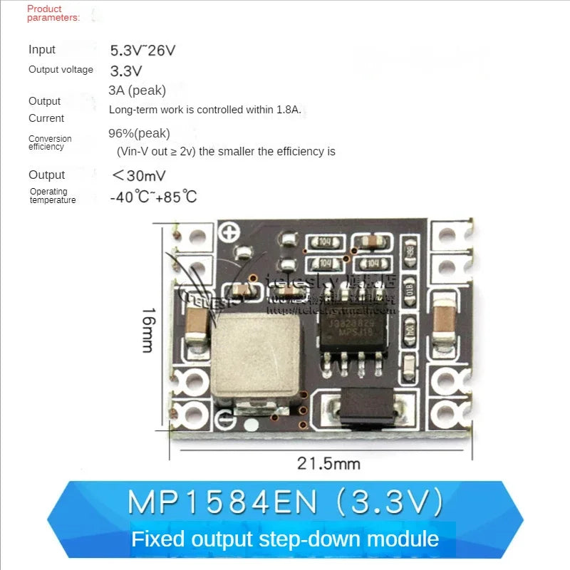 1PCS DC-DC 3A 5A Adjustable Step-down Power Module Board Voltage Stabilizing Aircraft Model MP1584EN 24V 12V 9V To 5V