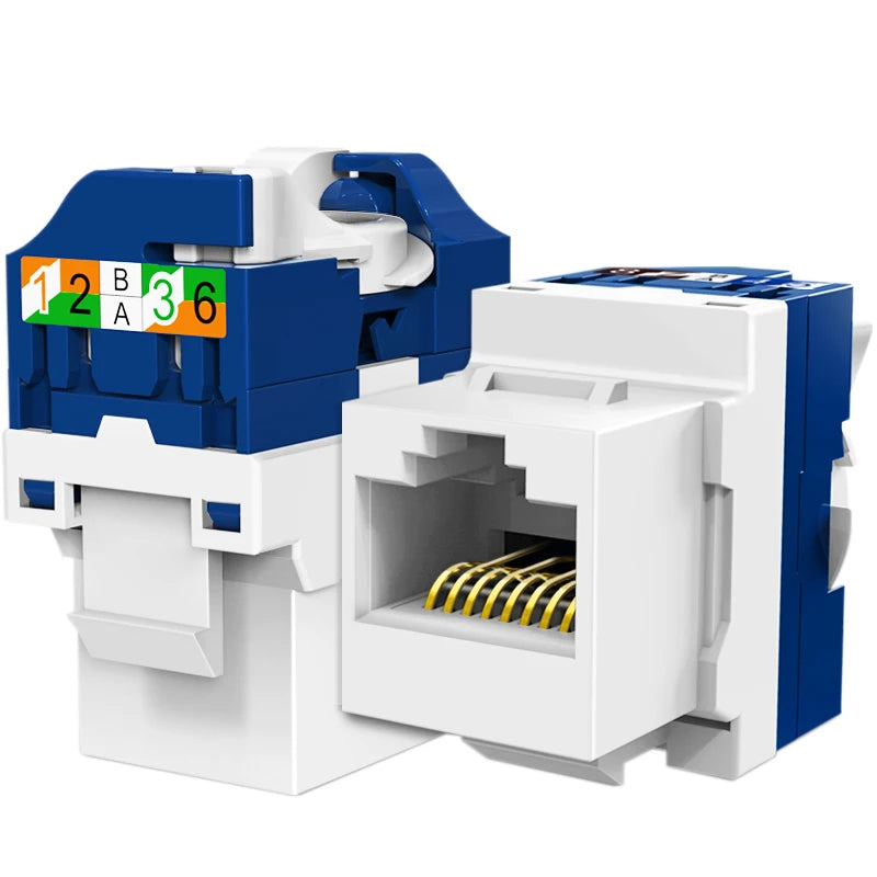 OMAY RJ45 Keystone Jack, CAT6 CAT5E CAT6A Tool Free Self-Locking Module Adapter No Punch-Down Tool Couplers
