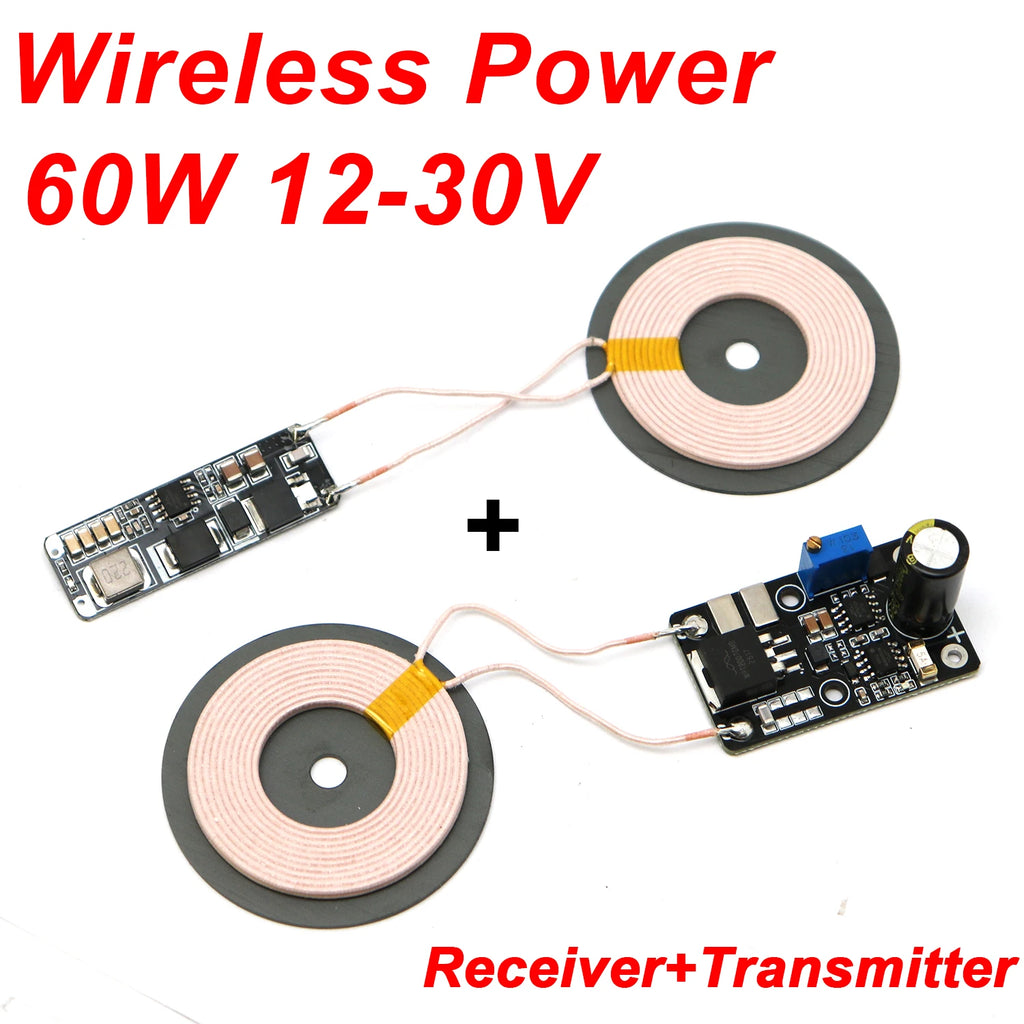 60W Wireless Power Supply Transmitter Receiver module for Robot Wireless Charging Coil High Efficiency Magnetic isolation sheet