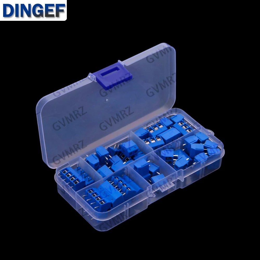 50PCS 5.0MM KF301 2P 3P 4P terminal blocks PCB splicing plug Blue KF301-4P KF301-3P  KF301-2P