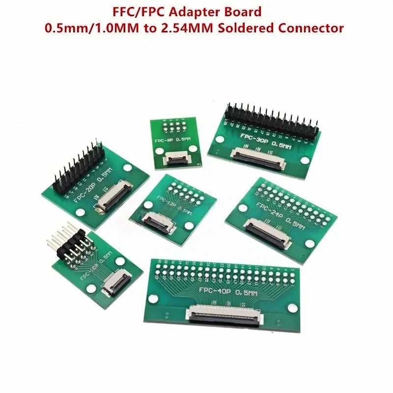 FPC/FFC Adapter Board 0.5mm/1.0mm Pitch Connector Welded Straight to 2.54 Flexible Cable 4P 6P 8P 10P~80Pin Seat for Electronics