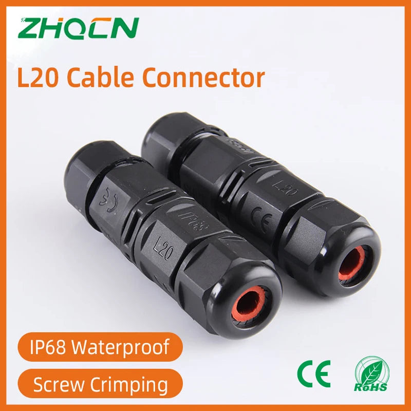 IP68 Waterproof Connector L20 20A LED Light Outdoor Cable Wire Quick Terminal Connector 2Pin 3Pin 4Pin 5Pin 6Pin Screw Wiring Ju