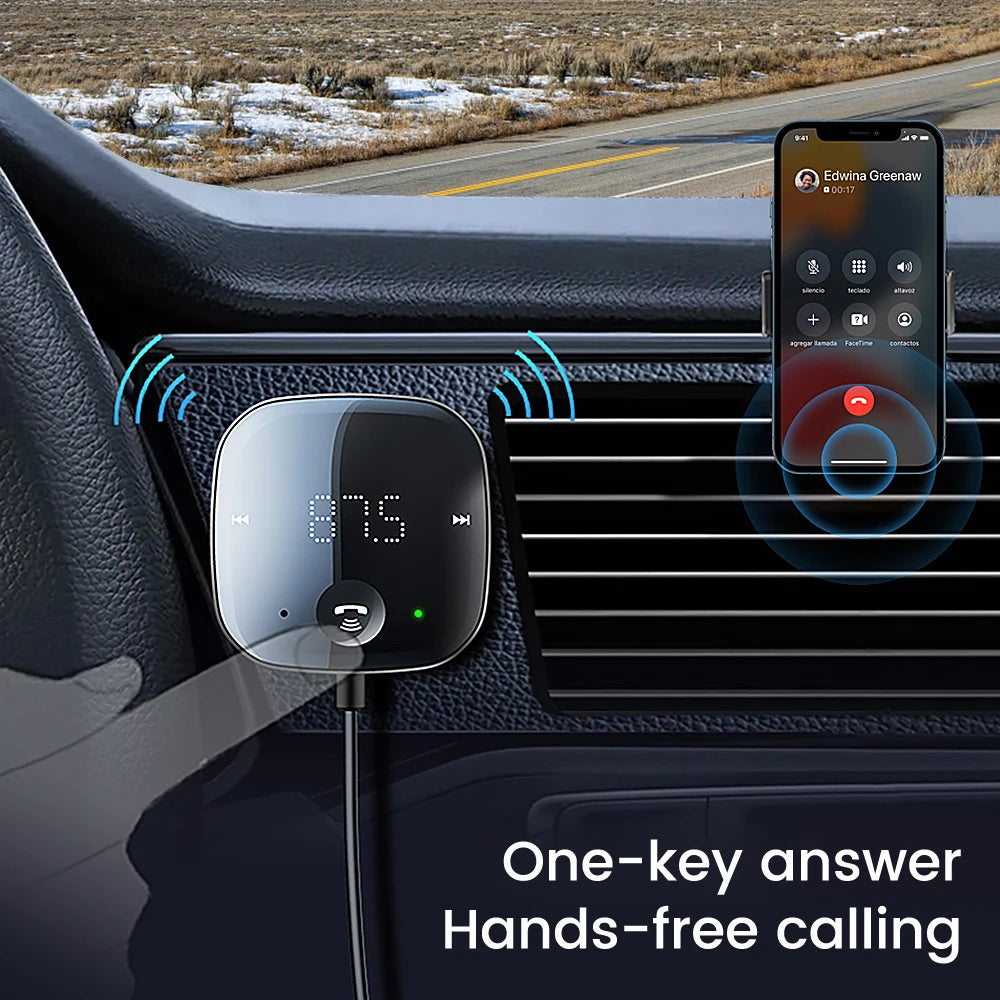 Bluetooth 5.0 FM/AUX Transmitter Audio FM Transmitter and Receiver Hands-Free Car Adapter FM Bluetooth Fast Charger