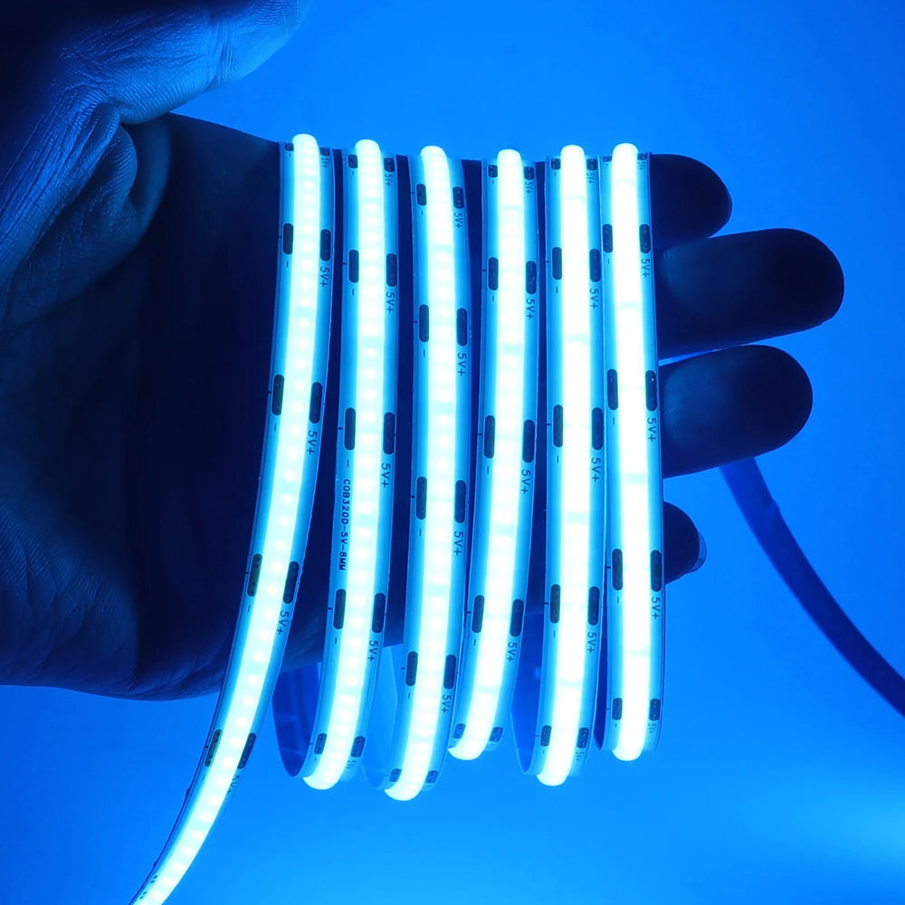5V Motion Sensor Nigth Light COB Led Strip USB Battery Power 3mm 5mm 8mm PCB 320 LEDs Flex Lamp for Under Cabinet Kitchen Stairs