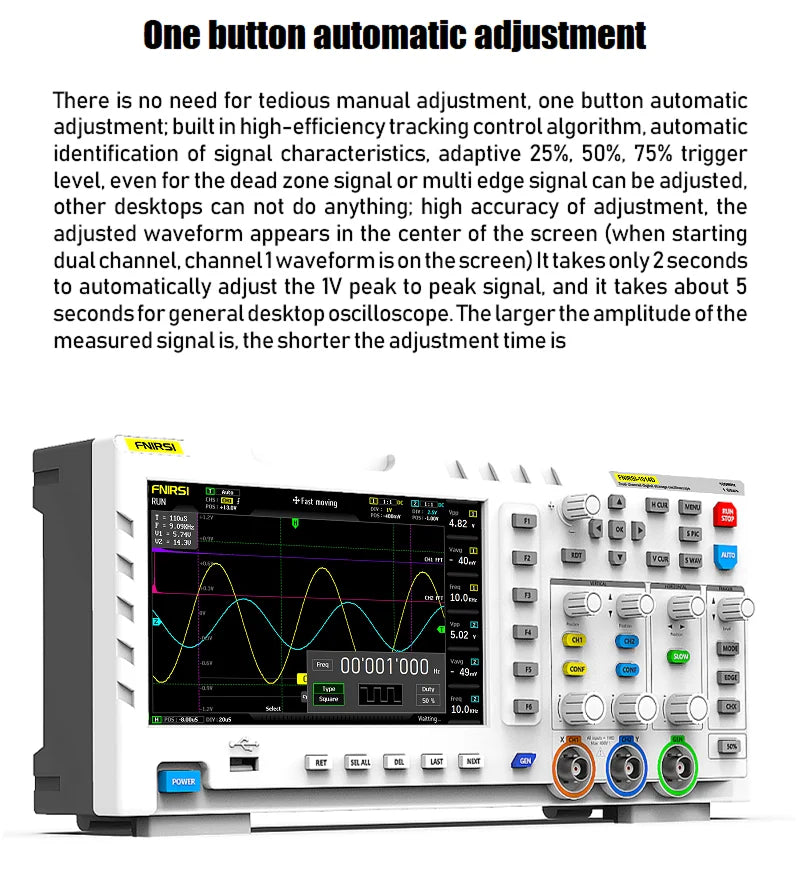 FNIRSI-1014D 1013D TC3 Oscilloscope 3-in-1 Dual Channel Input Signal Generator 100MHz * 2 Analog Bandwidth 1GSA/s Sampling Rate