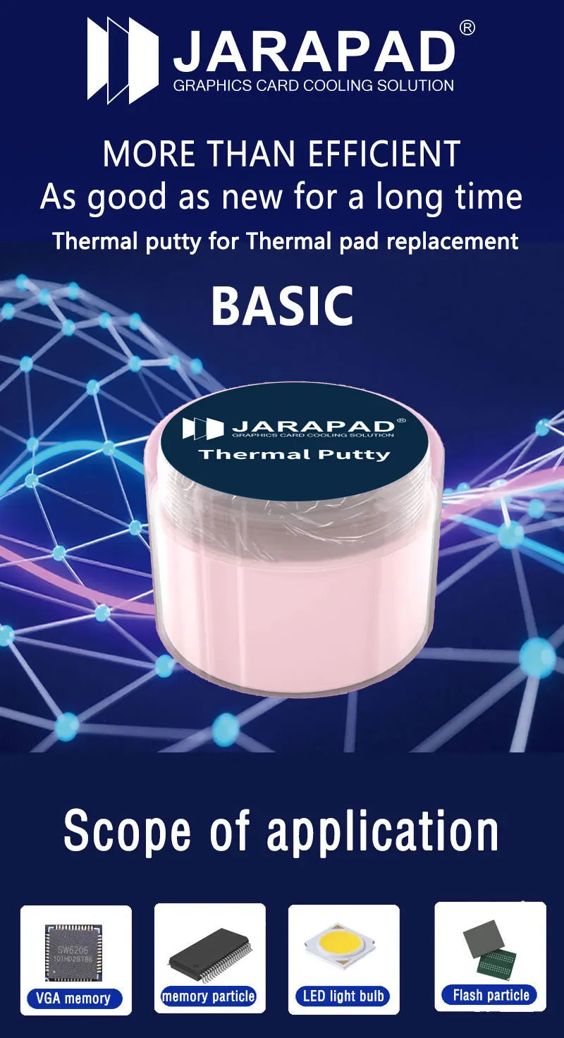 JARAPAD BASIC EXTREME UNLIMITED For VGA GPU IC Processor Thermal Pad Replacement Heat Blocking Putty Thermal Putty Rapid Cooling