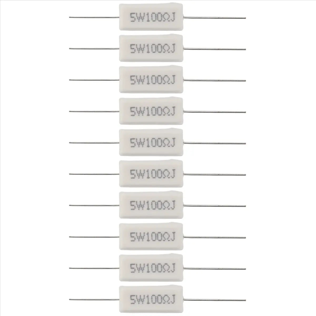 Essential 10x Wirewound Ceramic Cement Resistors 100 Ohm 5W Watt 5%