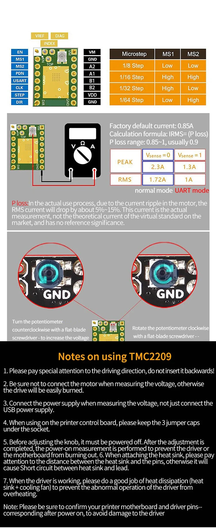 3D printer TMC2209 driver 256 subdivision silent printing replacement TMC2208 A4988 LV8729