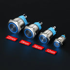 ABILKEEN 12/16/19/22MM LED Ring Illuminate Metal Push Button Switch 1NO1NC Momentary/Latching Power Control Push Button Switch