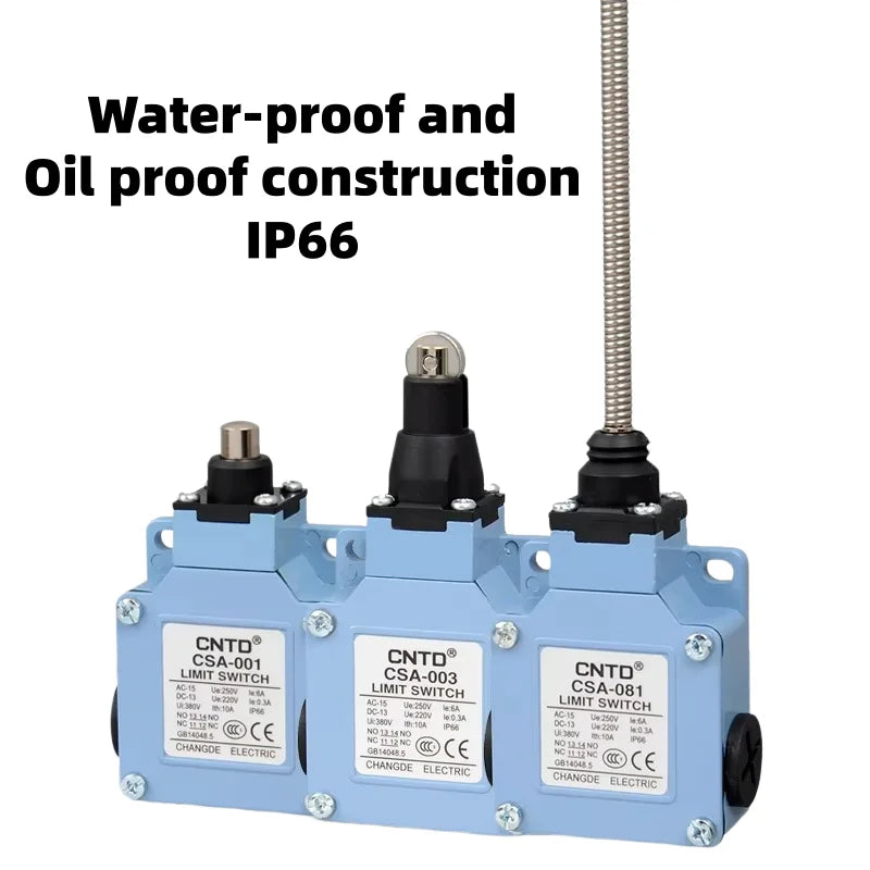 Limit Switch CNTD CSA 003 Roller Plunger Actuator IP66 10A 250VAC 1NO1NC Metal Housing Travel Switch for Industrial Control Mach