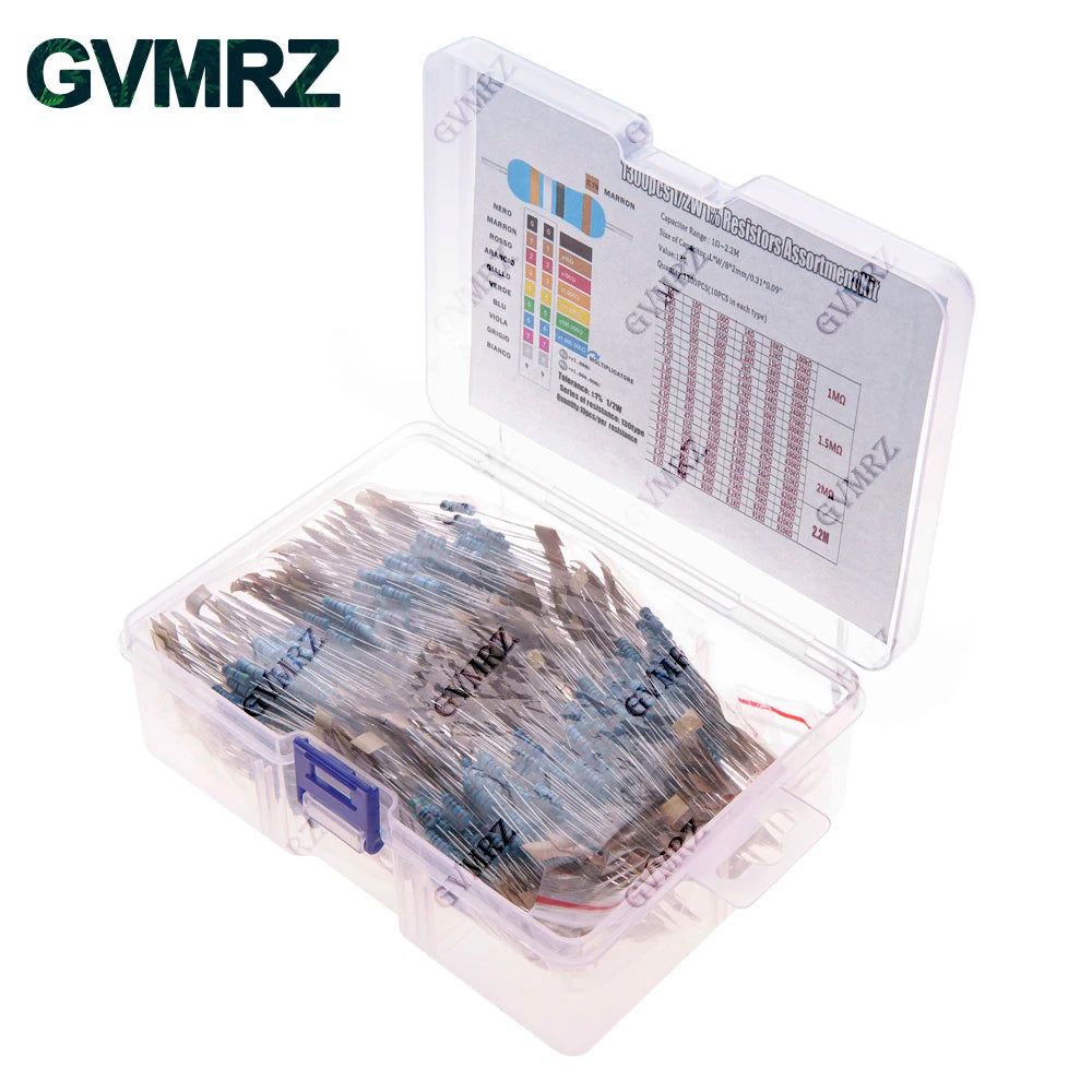 1/4W 1/8W 1/2W 1W 2W Metal Film Resistor Kit 130 Values 0.125W 0.25W 0.5W 1% Resistance Assortment Assorted Set Box