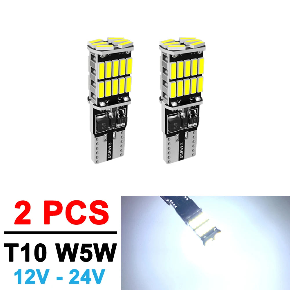 2/4/10/20 PCS CANBUS T10 W5W LED Bulb For Car Interior Dome Trunk License Plate Wedge Side Lights 12V 24V 4014-26SMD 6500K White