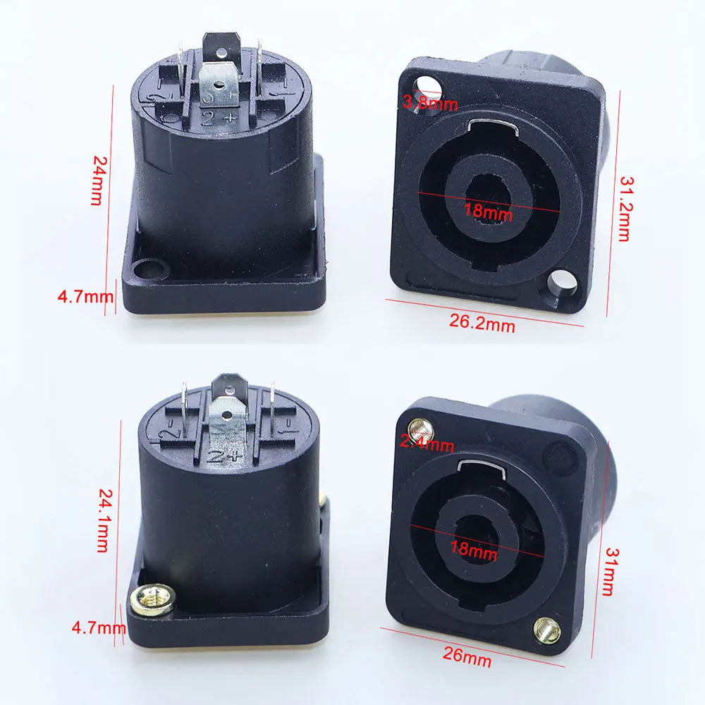 4 Pin Speakon Panel Mount Board Female Jack Socket Connector XLR Audio Cable Wire Adapter Nut Loudspeaker Amplifier Converter
