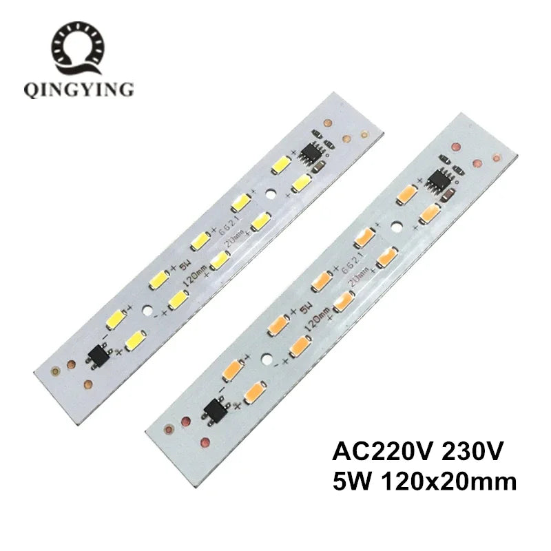 1pcs AC 220v LED Crystal Light Bar Strip 5W 120mm 160mm Free Driver Module SMD 5730 LED PCB White Warm White T5 T8 Light Source