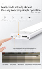 LED Night Light 20/30/40/60CM Motion Sensor Wireless USB Cabinet Night Light Wardrobe Lamp For Kitchen Cabinet Bedroom Wardrobe