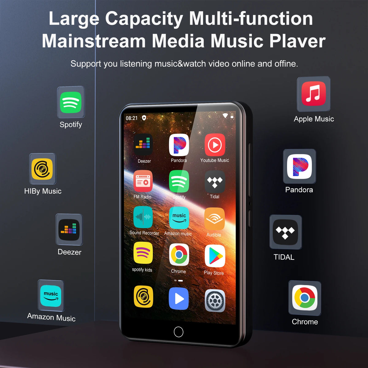 Diofox MP3/MP4 Player Android 4.0 Inch Touch Screen 2+16GB Bluetooth 4.1 Dual‑Band WiFi TF Card Expandable Up To 512GB Portable