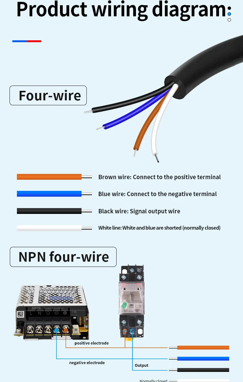 ZHICAN ZC3E Long Range Photoelectric Sensor 2m Diffuse Reflective Switch NPN NO 24V DC Object Detection