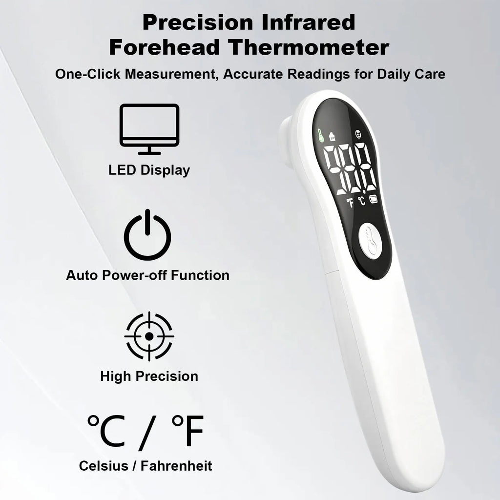 Forehead Thermometer for Adults and Kids, Digital Baby Thermometer | 1s Fast Accurate Reading, 3 Color Fever Alarm, Forehead & Object Mode, Non Contact, Battery Included