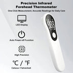 Forehead Thermometer for Adults and Kids, Digital Baby Thermometer | 1s Fast Accurate Reading, 3 Color Fever Alarm, Forehead & Object Mode, Non Contact, Battery Included