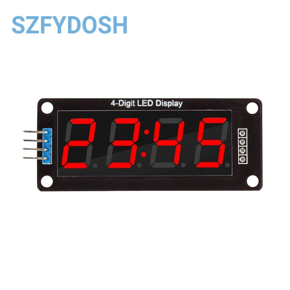 0.56" TM1637 4-Digit 7-Segment LED Display Module For Arduino – Red, Blue, Green, Yellow, White Clock Tube