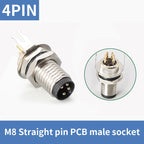 5/10 PCS M8 Male/Female Curved Straight Jack Socket 3 4 5 6 8 Pin Solder IP67/68 Waterproof PCB Panel Connector