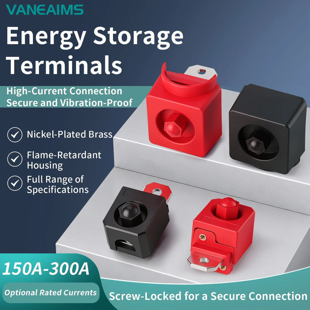 M6 M8 High Current Energy Storage Terminal All Copper Binding Post 150A 250A 300A Lithium Battery Inverter Terminal Connectors