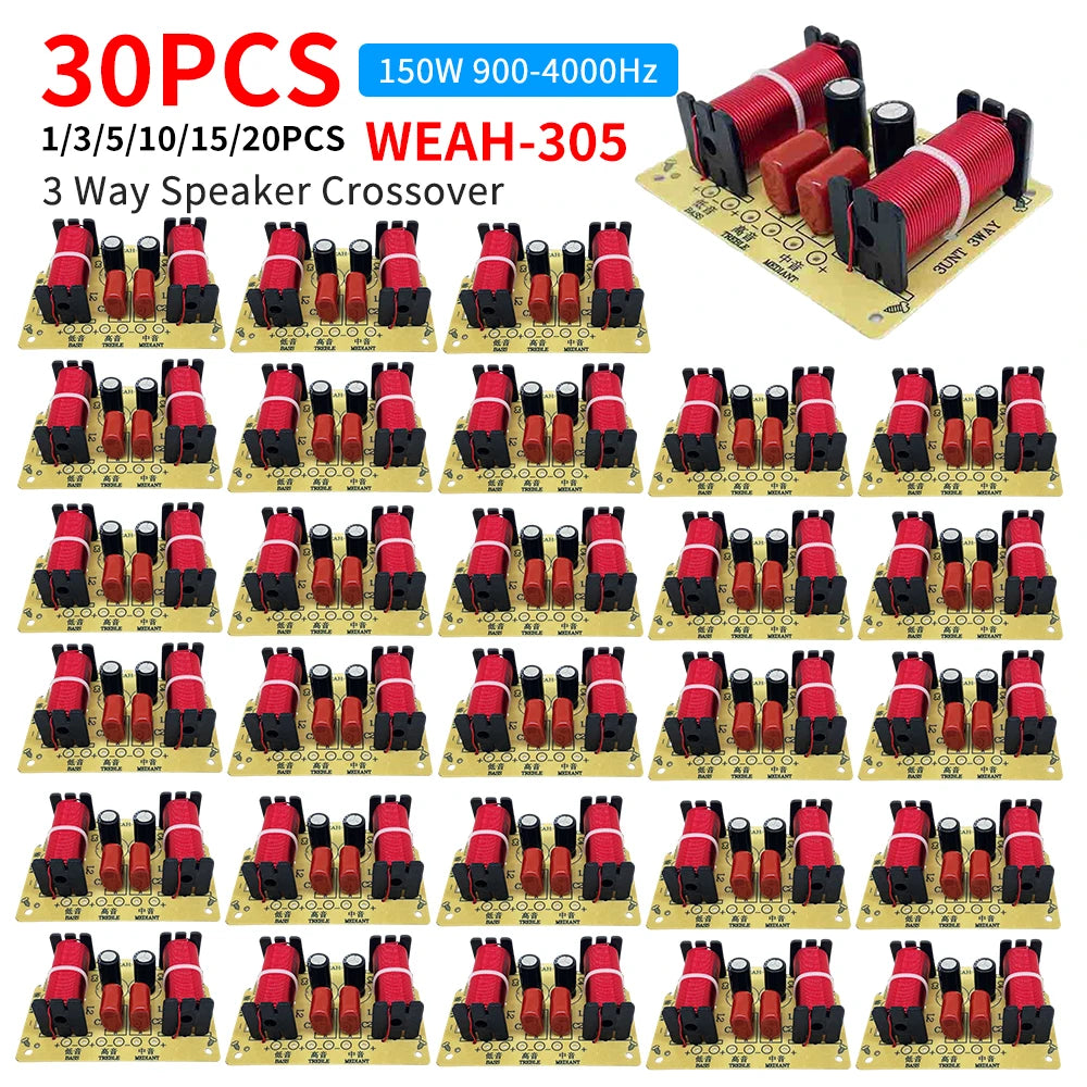 WEAH-305 150W 900-4000Hz Adjustable 3 Way Speaker Crossover Filter 1 Unit Audio Speaker Frequency Divider Full Range Treble Bass