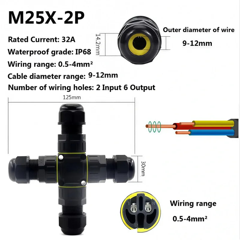 Heavy Duty Quick Connect Terminal Block T-type, IP68 Waterproof 2/3/4/5Pin for Secure & Fast Damp-Proof Wiring Connector