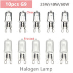 10pcs G9 25W 40W 60W Halogen Light Bulbs 2 Pin Base Warm White Small Bulb Lamps for Chandeliers / Cabinet Clear Frosted Lights