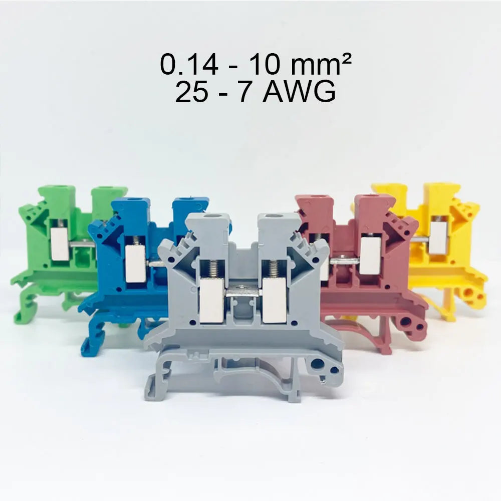 4PCS Din Rail Terminal Blocks Wire Electrical Conector Terminal Connector Screw Cable Strip Power Distribution Block UK-2.5B/10N