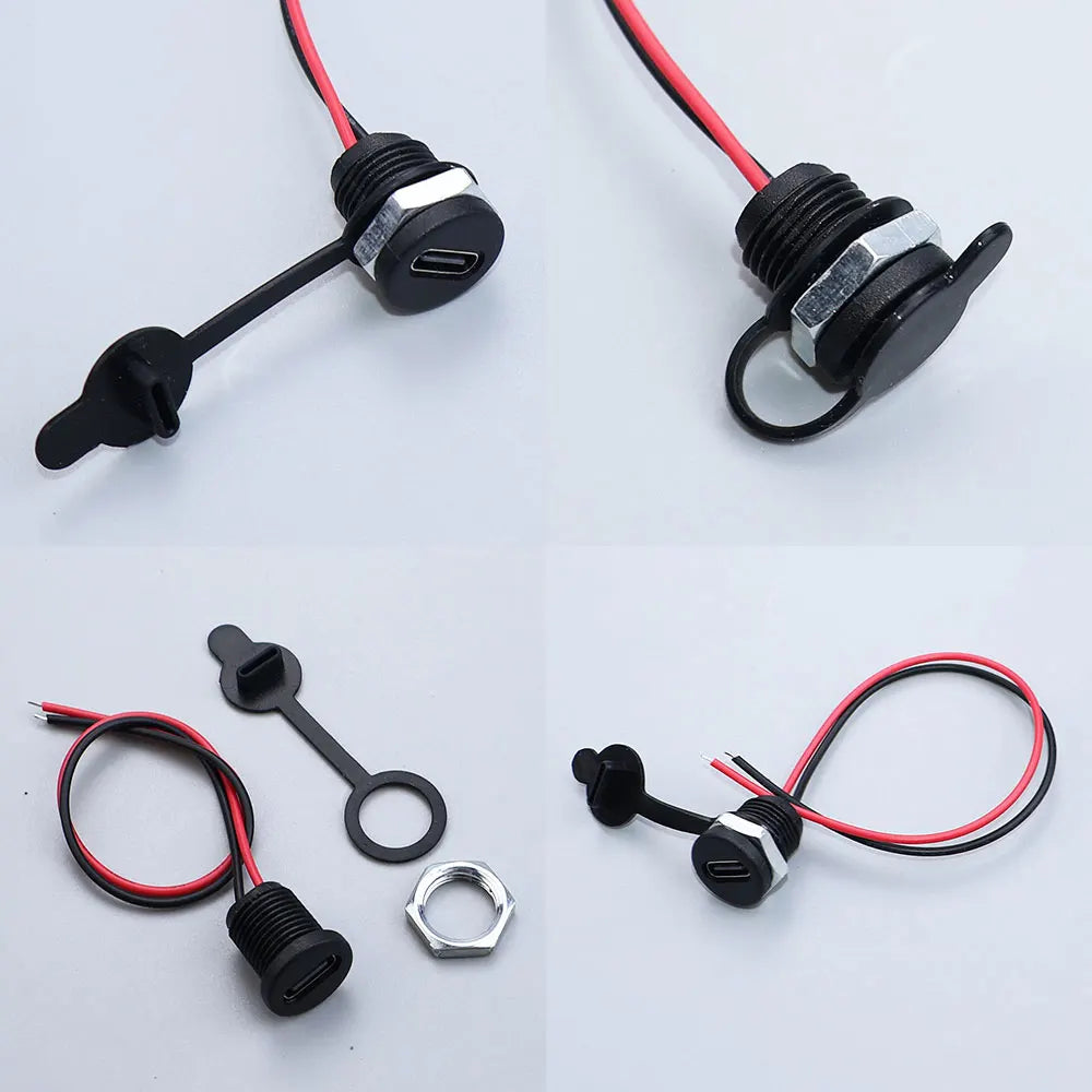 JCD 2/4/5Pin Type C Connector With Line Nut Locking Plate PH 2.0 Waterproof Cap High Current Fast Charging Jack USB C Port