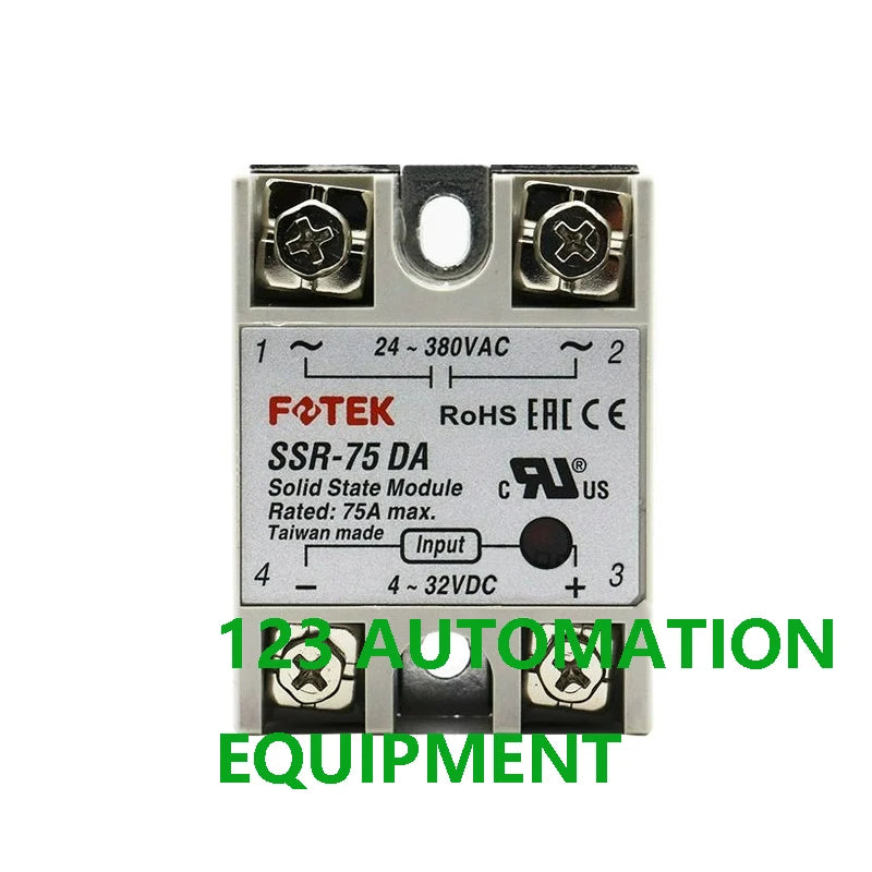 Authentic New FOTEK SSR-10DA 25DA 40DA 50DA 75DA SSR-10DA 25DA 40DA 50DA 75DA-H Solid State Relays Module 10A 25A 40A 50A 75A