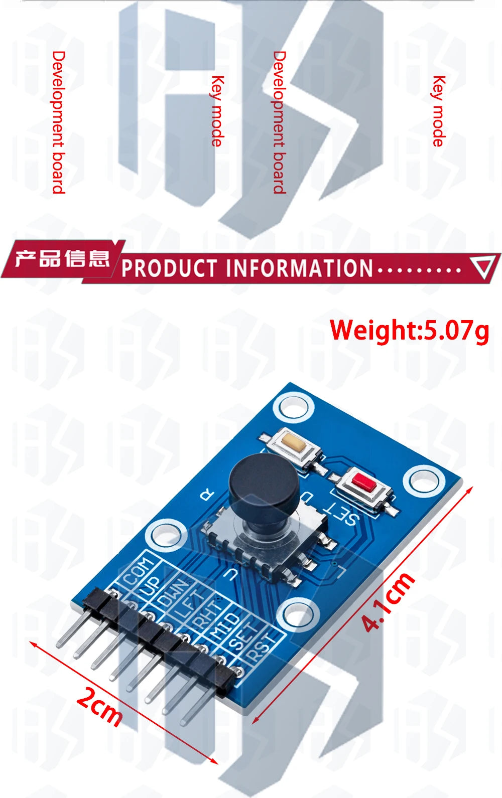 ‌"5-Way Navigation Button Module with Joystick Control for Arduino/AVR/MCU - 5D Rocker Game Controller & Independent Keypad