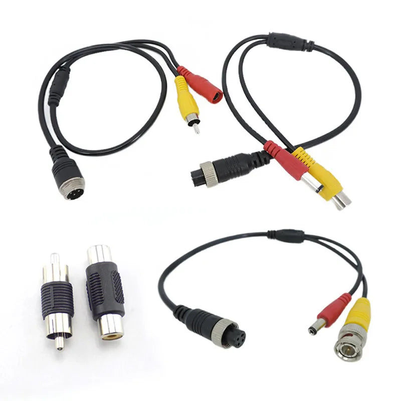 4Pin M12 GX12 Aviation Head Male/Female to RCA DC Male Female Connector Cable Plug Cord Converter for Car Rear Camera Monitor T1