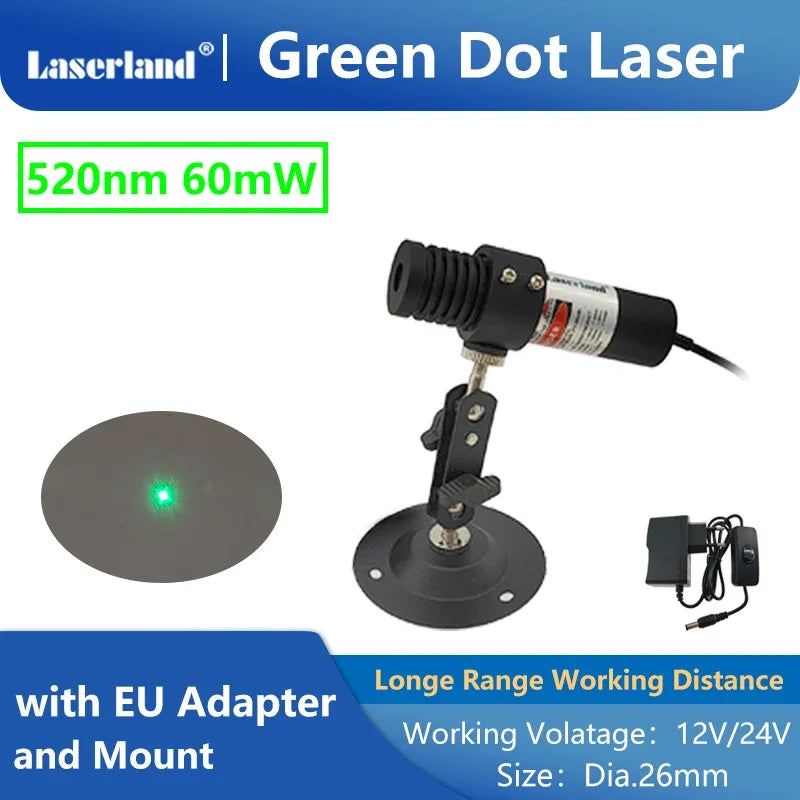 Long Range Light Beam Visible 520nm Green Dot Laser Module Diode Locator Focusable for Tunnel