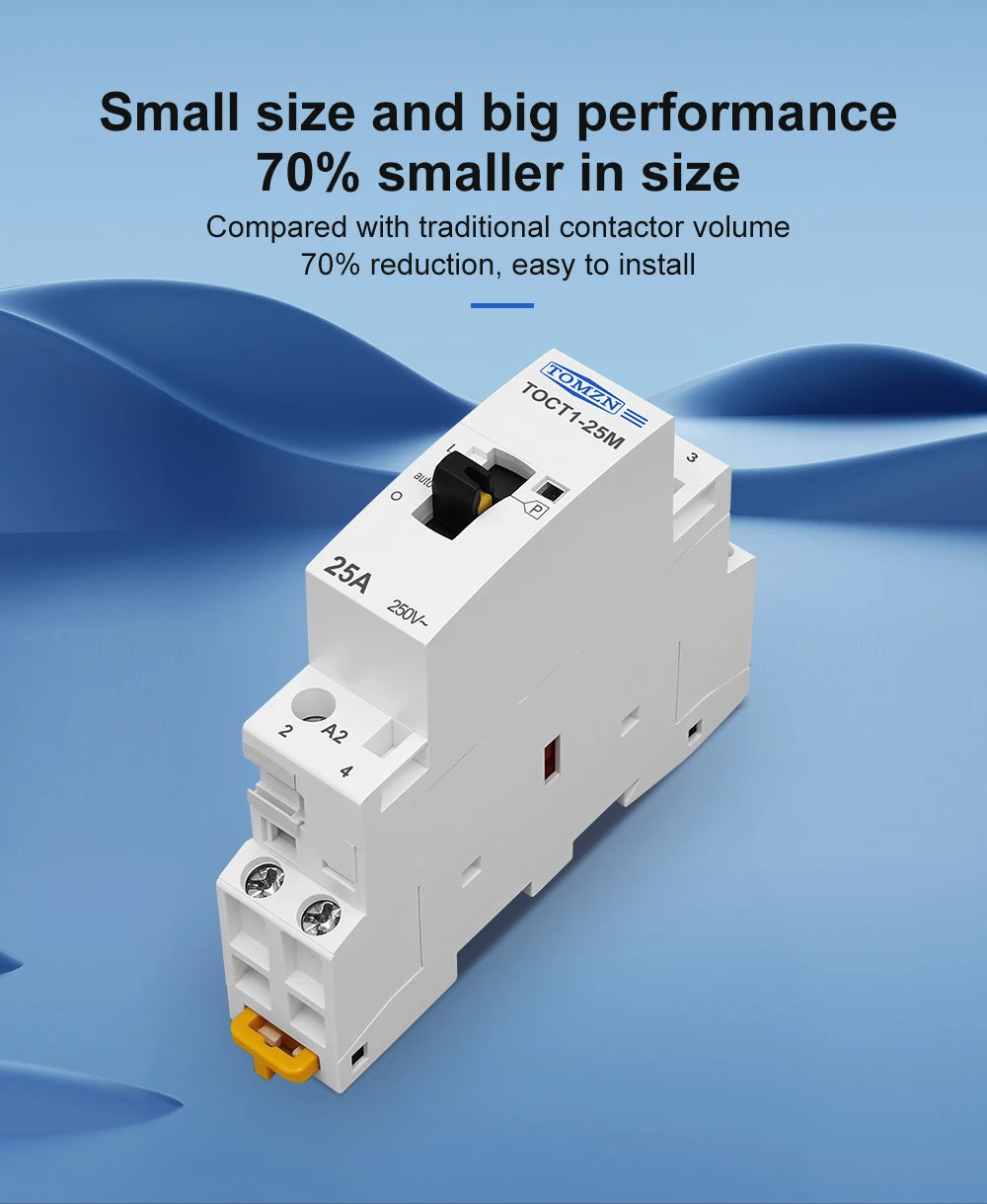 TOMZN TOCT1 2P 25A 220V/230V 50/60Hz Din Rail Household AC Modular Contactor With Manual Control Switch 2NO or 1NO 1NC or 2NC